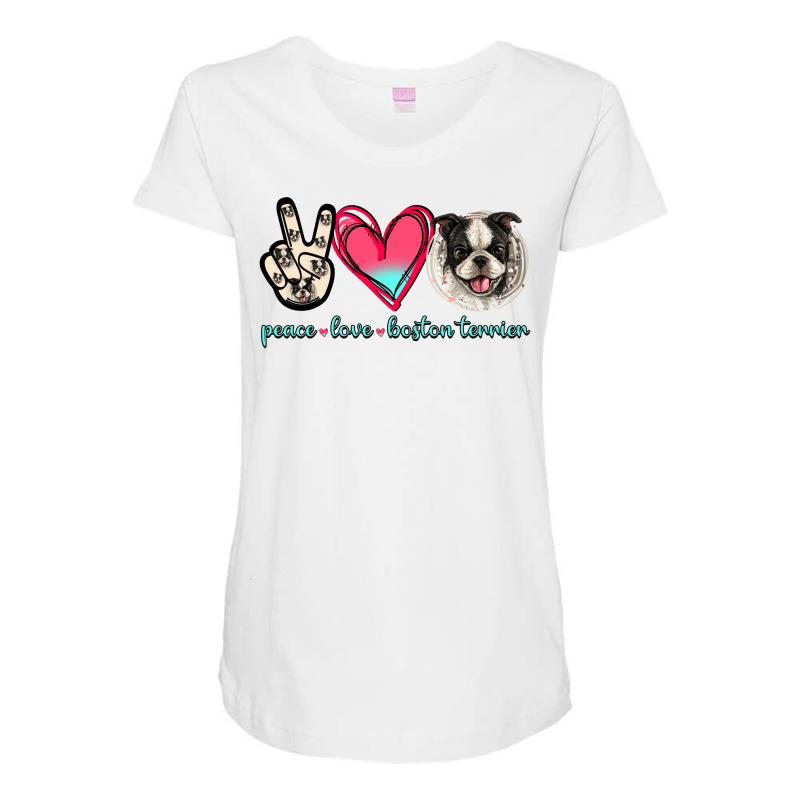 Peace Love Boston Terrier Maternity Scoop Neck T-shirt by Jasminsmagicworld | Artistshot