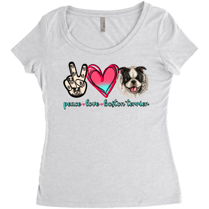 Peace Love Boston Terrier Women's Triblend Scoop T-shirt by Jasminsmagicworld | Artistshot