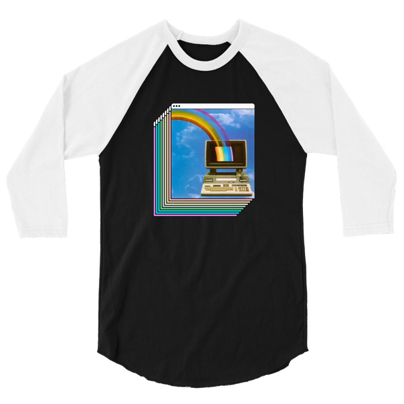 Vaporwave Aesthetic Compter Design 3/4 Sleeve Shirt | Artistshot