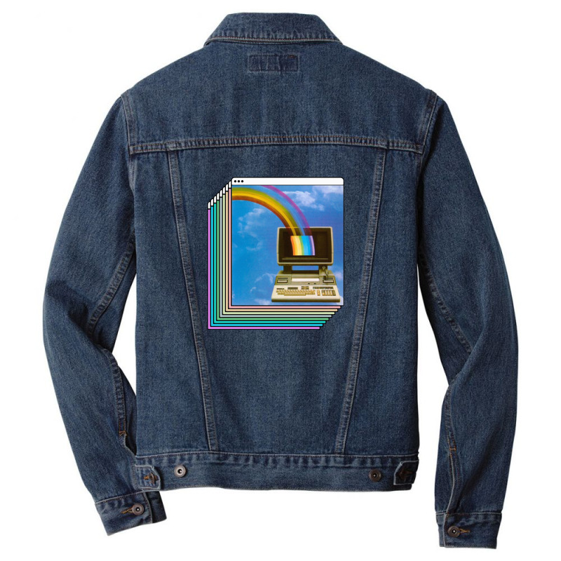 Vaporwave Aesthetic Compter Design Men Denim Jacket | Artistshot