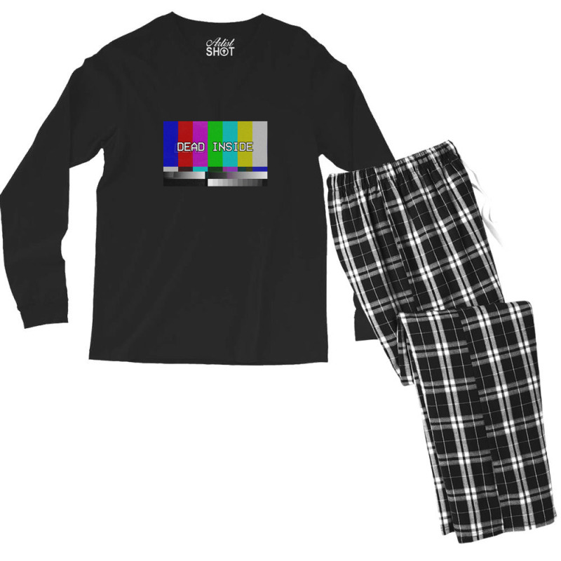 Vaporwave Dead Inside Test Card Vhs Nihilism Artwork Men's Long Sleeve Pajama Set by oragumun | Artistshot