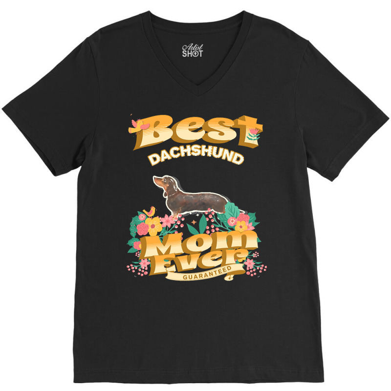 Dog Moms T  Shirt Best Black & Tan Dachshund Mom   Dog Mom, Dog Owner V-Neck Tee by kanekoelpin141 | Artistshot