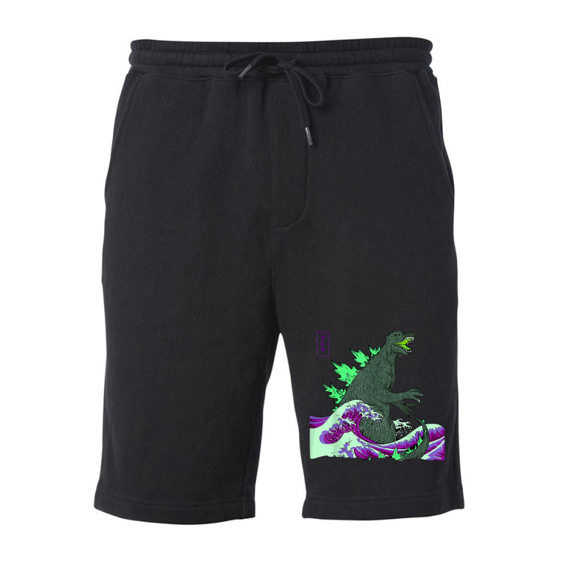 Teamgodzilla The Great Monster Off Kanagawa Green Wave T Shirt Fleece Short | Artistshot