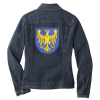 Vintage Faded Distressed Style Poland Silesian Voivodeship Flag Ladies Denim Jacket | Artistshot