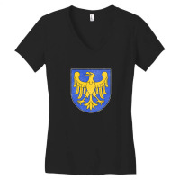 Vintage Faded Distressed Style Poland Silesian Voivodeship Flag Women's V-neck T-shirt | Artistshot