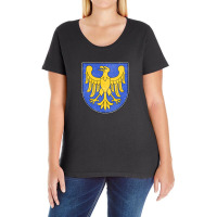 Vintage Faded Distressed Style Poland Silesian Voivodeship Flag Ladies Curvy T-shirt | Artistshot