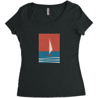 Vintage Minimal Sail Boat Illustration,minimal Graphic Design Women's Triblend Scoop T-shirt | Artistshot