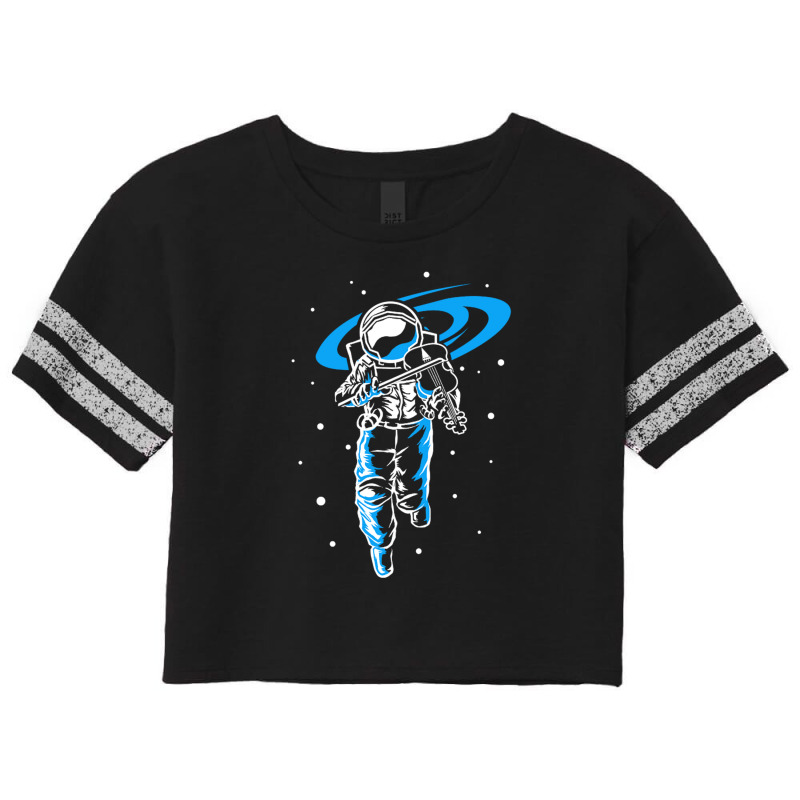 Astronaut In Space With Violin White Scorecard Crop Tee by VisualDesignStudios | Artistshot