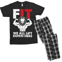 We All Lift Down Here Lazy Halloween Costume Funny Fitness Men's T-shirt Pajama Set | Artistshot