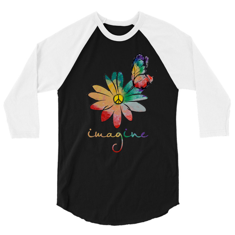 Imagine Hippie Flower T  Shirt Imagine Hippie Flower T  Shirt T  Shirt 3/4 Sleeve Shirt by raftdesign | Artistshot