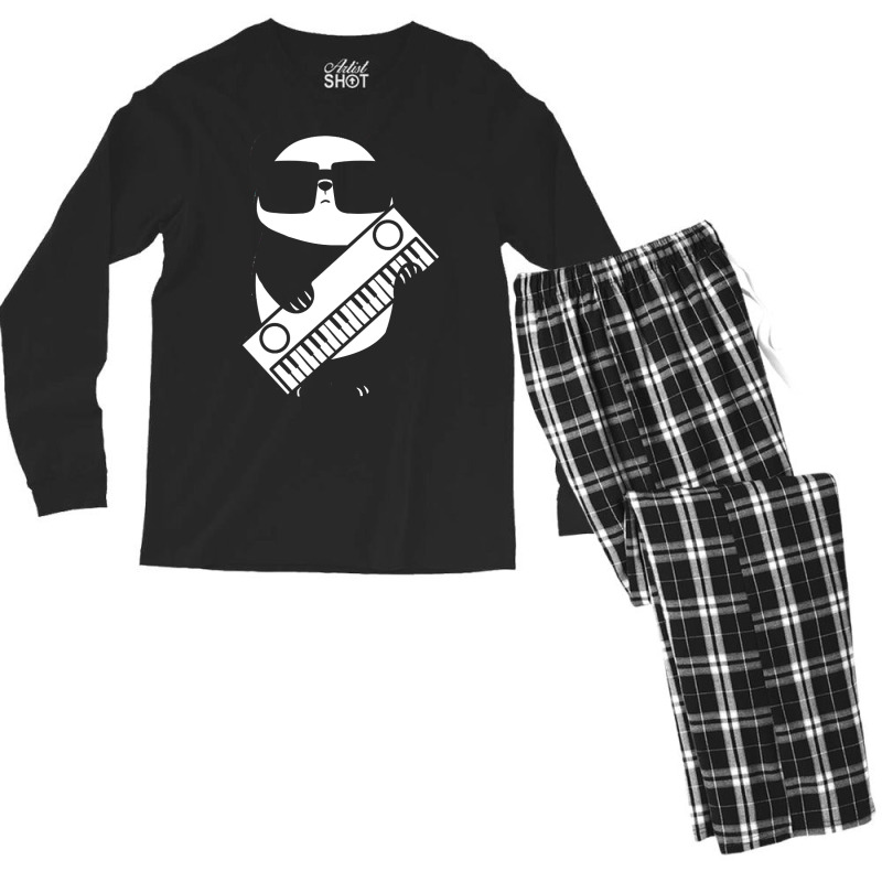 Keyboard Musician T  Shirt Synthesizer Keyboard Instrument Panda T  Sh Men's Long Sleeve Pajama Set | Artistshot