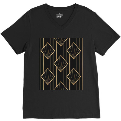 Frame With Geometric Patterns V-neck Tee Designed By Aa-kudus
