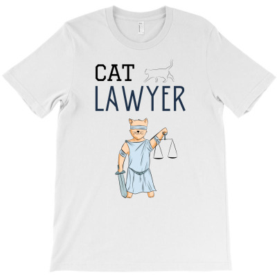 Cat Lawyer Illustration T-shirt Designed By Thiago Gomes Do Nascimento