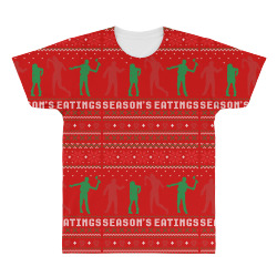 Season's Eatings Ugly Zombie Christmas Sweater All Over Men's T-shirt | Artistshot