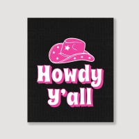 Howdy Y'all Pink Cowboy Portrait Canvas Print | Artistshot