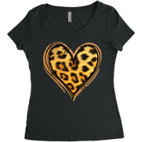 Gold Glitter Leopard Heart Women's Triblend Scoop T-shirt | Artistshot