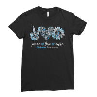 Diabetes Diabetic Peace Love Cure Sunflower Type 1 38 Diabetes Awarene Ladies Fitted T-shirt | Artistshot