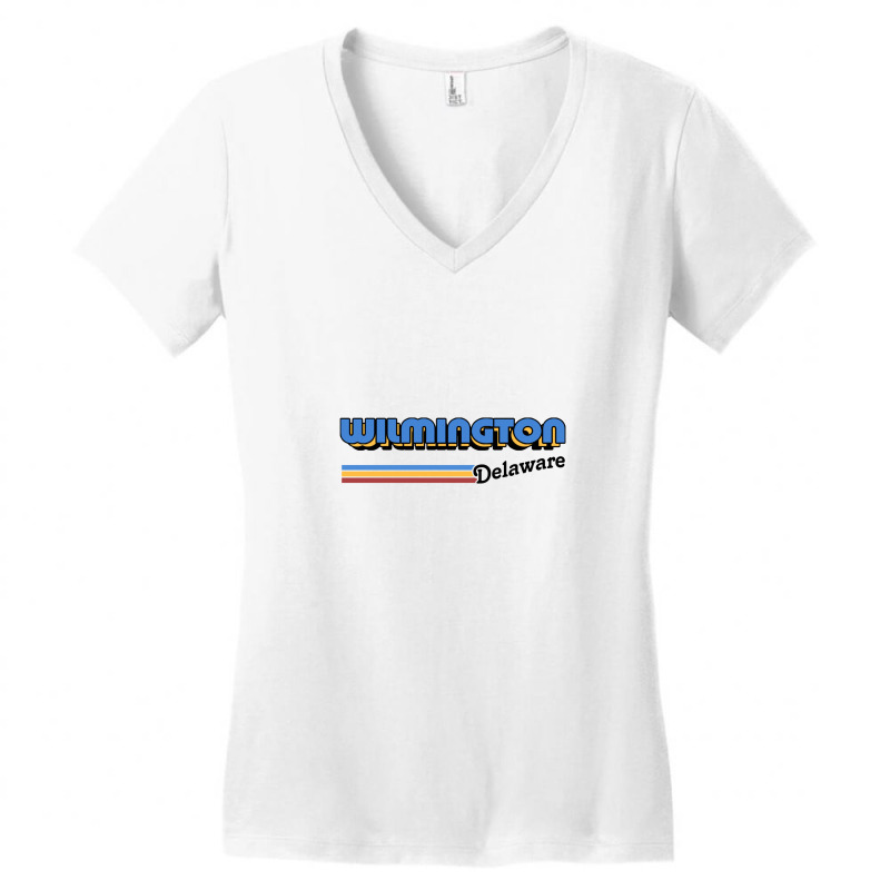 Wilmington Beach, Delaware Retro Styled Design Women's V-neck T-shirt | Artistshot