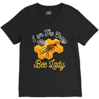 Bee Beekeeper Honey Bee Beekeeper I Am The Crazy Bee Lady Bees 494 Hiv V-neck Tee | Artistshot