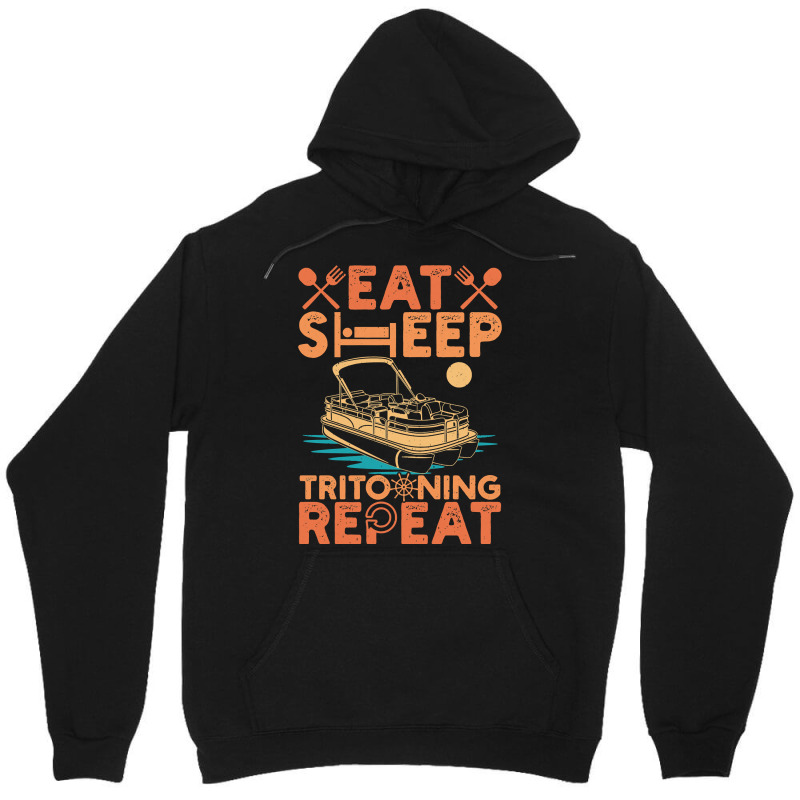 Pontoon Boat Sleep Eat Repeat Tritoon Boat Lovers Idea 10 Boat Boating Unisex Hoodie | Artistshot