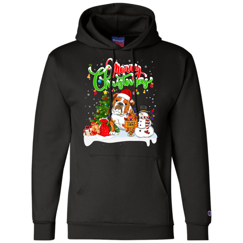 English Bulldog Xmas Lighting Matching Santa English Bulldog Dog Weari Champion Hoodie | Artistshot