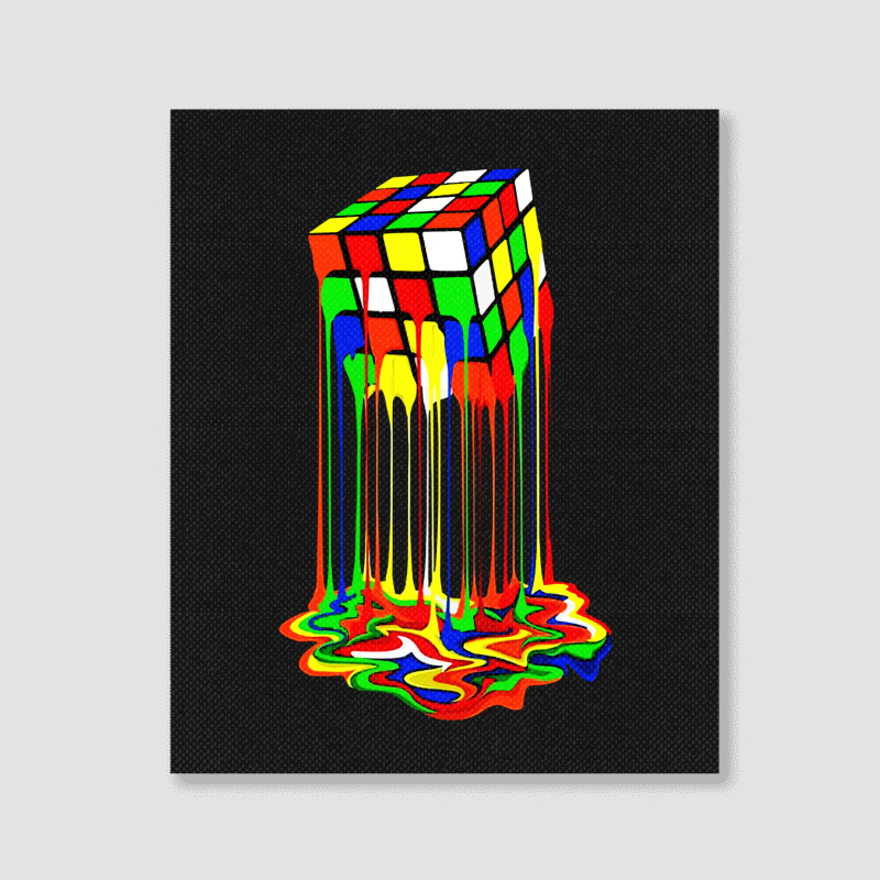 Rainbow Abstraction Melted Rubiks Cube Portrait Canvas Print | Artistshot