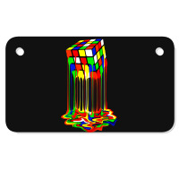 Rainbow Abstraction Melted Rubiks Cube Motorcycle License Plate | Artistshot