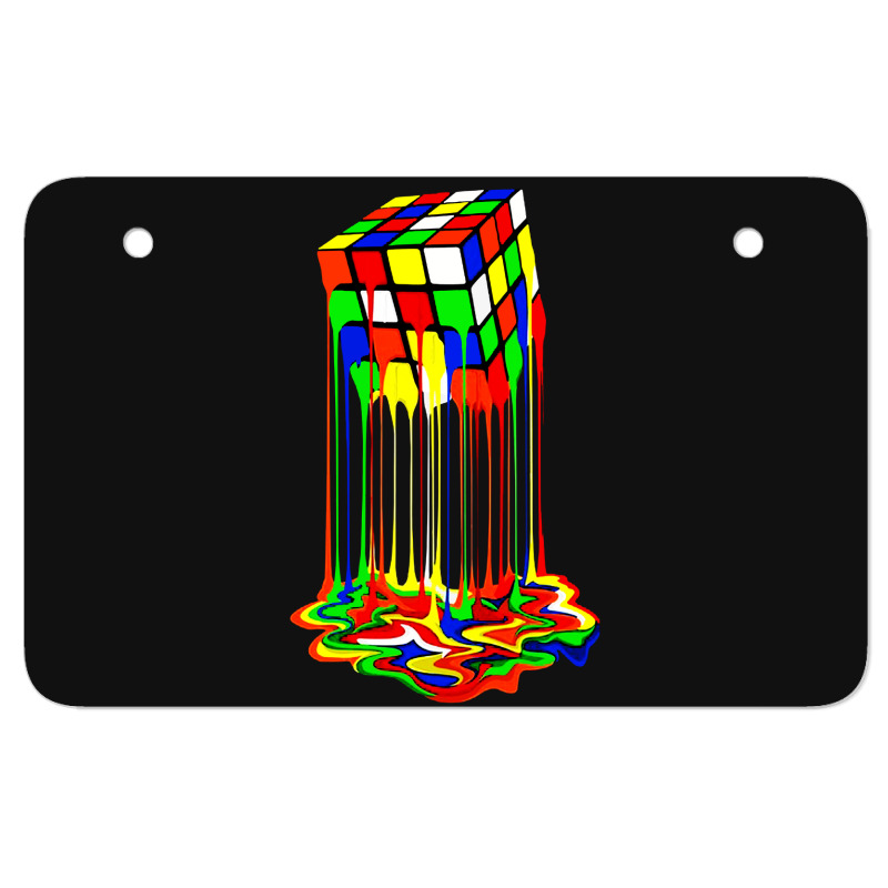 Rainbow Abstraction Melted Rubiks Cube Atv License Plate | Artistshot