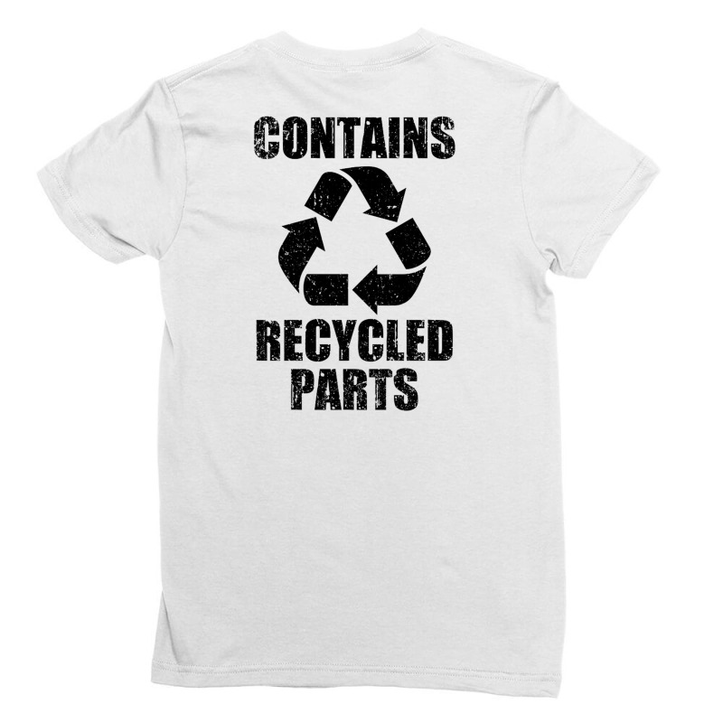 Contains Recycling Parts Heart Black Ladies Fitted T-Shirt by camiloska | Artistshot