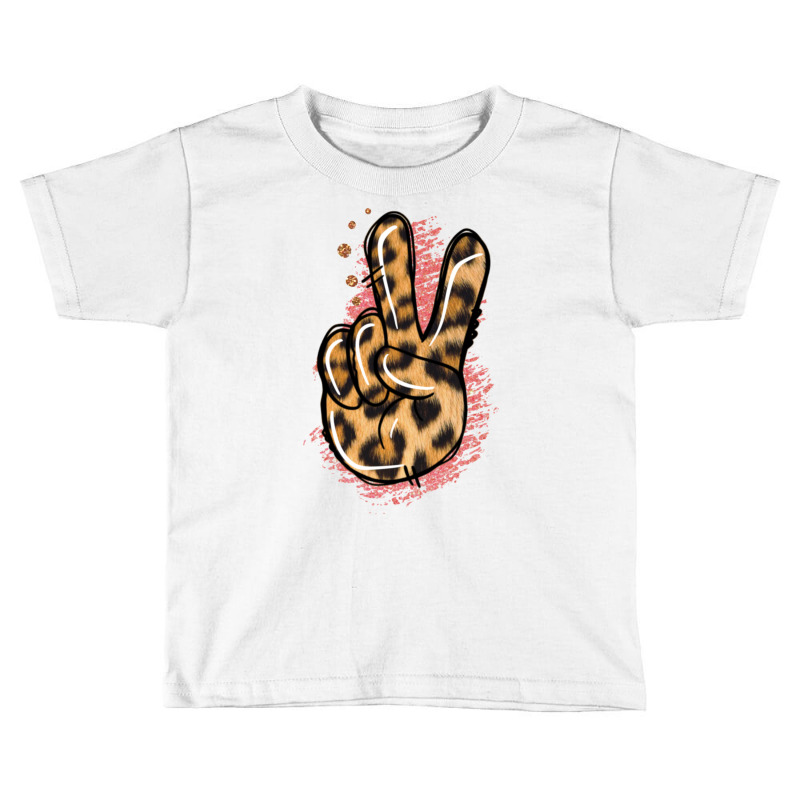 Pink Glitter Leopard Peace Sign Toddler T-shirt | Artistshot