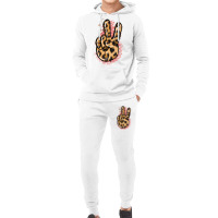 Pink Glitter Leopard Peace Sign Hoodie & Jogger Set | Artistshot