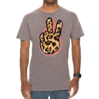 Pink Glitter Leopard Peace Sign Vintage T-shirt | Artistshot