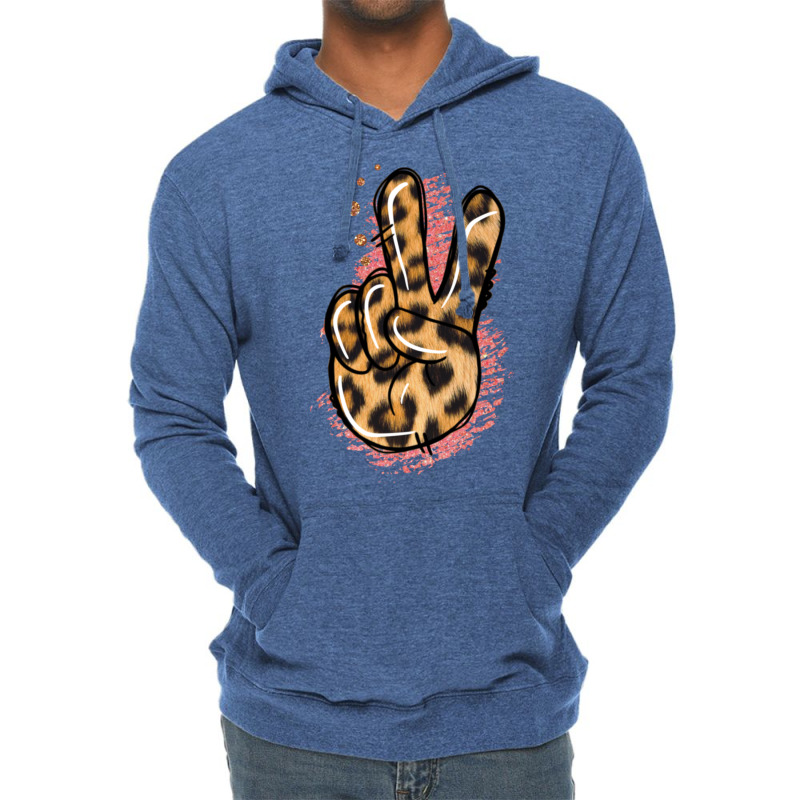 Pink Glitter Leopard Peace Sign Lightweight Hoodie | Artistshot