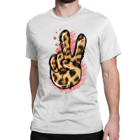 Pink Glitter Leopard Peace Sign Classic T-shirt | Artistshot