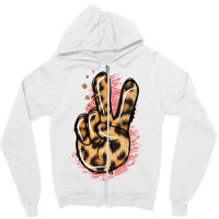 Pink Glitter Leopard Peace Sign Zipper Hoodie | Artistshot