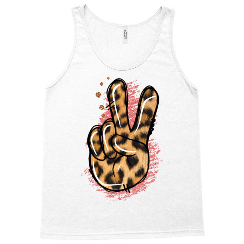 Pink Glitter Leopard Peace Sign Tank Top | Artistshot