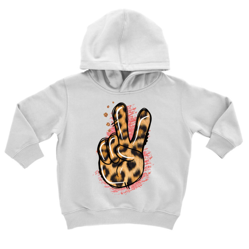 Pink Glitter Leopard Peace Sign Toddler Hoodie | Artistshot