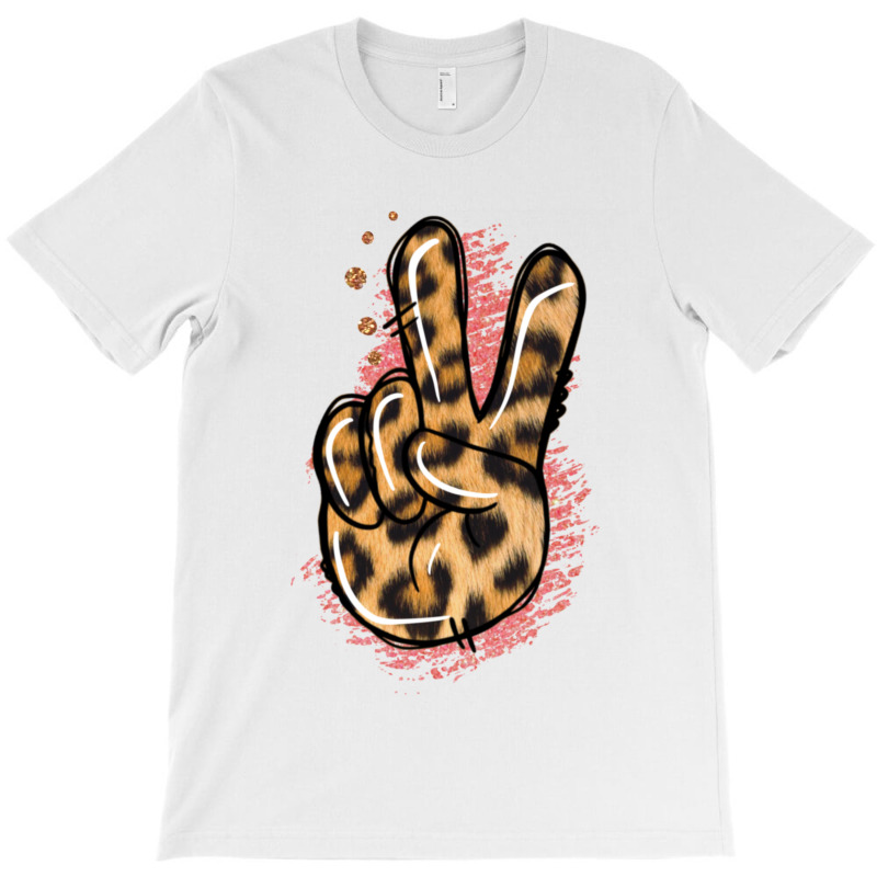 Pink Glitter Leopard Peace Sign T-shirt | Artistshot