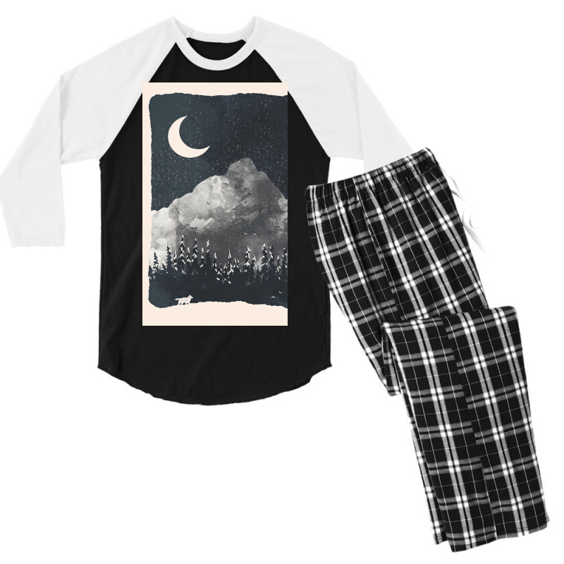 Winter Finds The Wolf... Men's 3/4 Sleeve Pajama Set | Artistshot