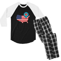 Map Route Destination America, Men's 3/4 Sleeve Pajama Set | Artistshot