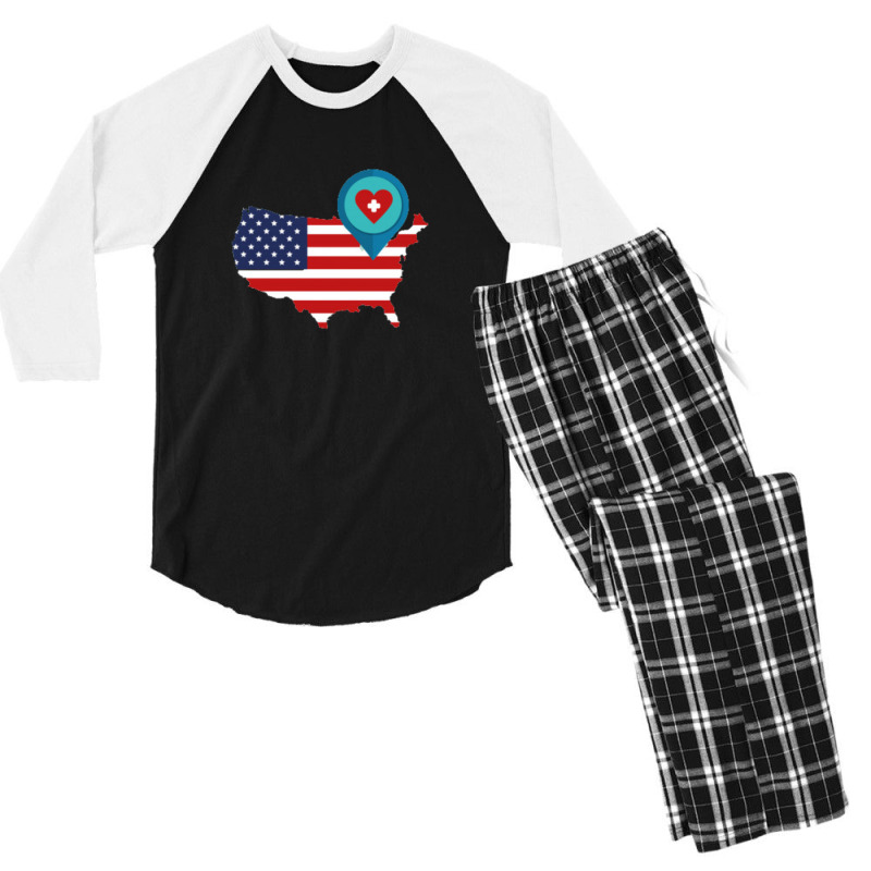 Map Route Destination America, Men's 3/4 Sleeve Pajama Set by coşkun | Artistshot