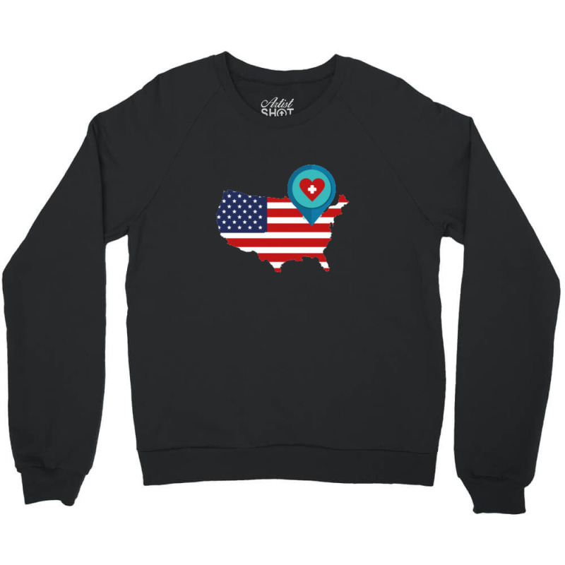 Map Route Destination America, Crewneck Sweatshirt by coşkun | Artistshot