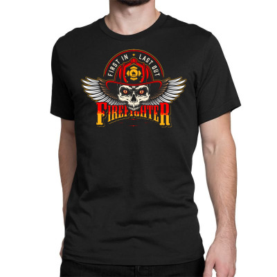 Motorcycle Firefighter Rescue Skull Motorcycle Custom Classic T-shirt Designed By Arnaldo Da Silva Tagarro