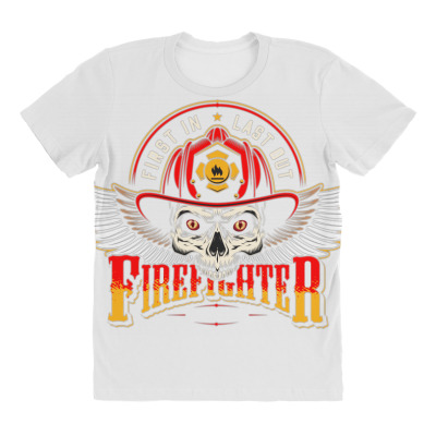Motorcycle Firefighter Rescue Skull Motorcycle Custom All Over Women's T-shirt Designed By Arnaldo Da Silva Tagarro