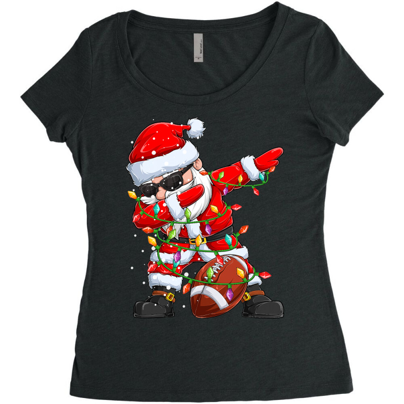 American Football Dabbing Santa Claus Football Christmas Lights Kids D Women's Triblend Scoop T-shirt by hopelessoon | Artistshot