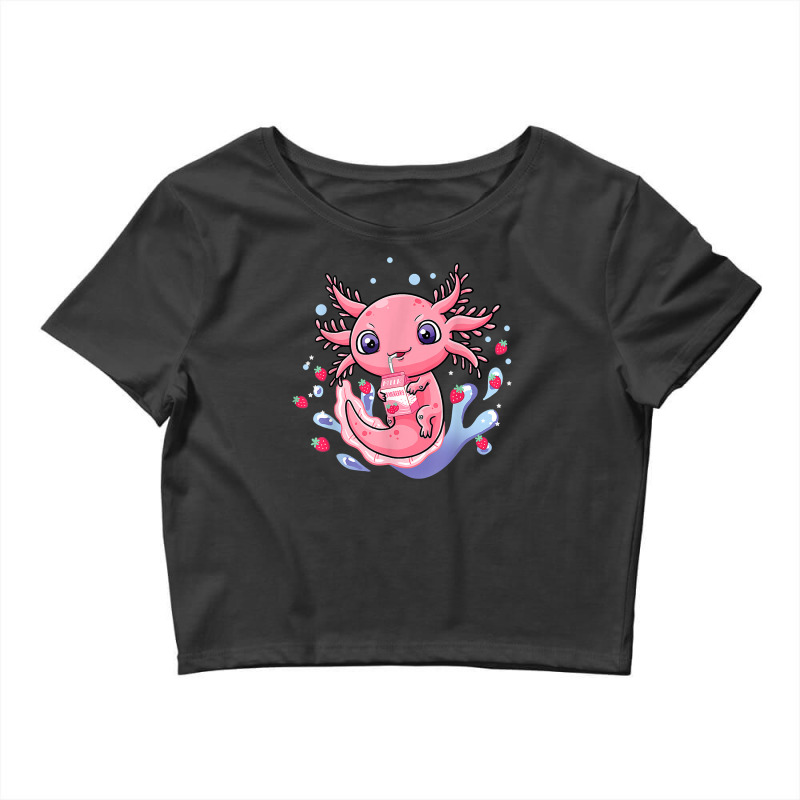 Axolotl Kawaii Axolotl Strawberry Milkshake Cartonss Japanese Anime 17 Crop Top by peafowl | Artistshot