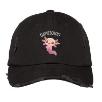 Axolotl Gamesolotl Gamer Axolotl Playing Video Games Boys Girls 468 Vintage Cap | Artistshot