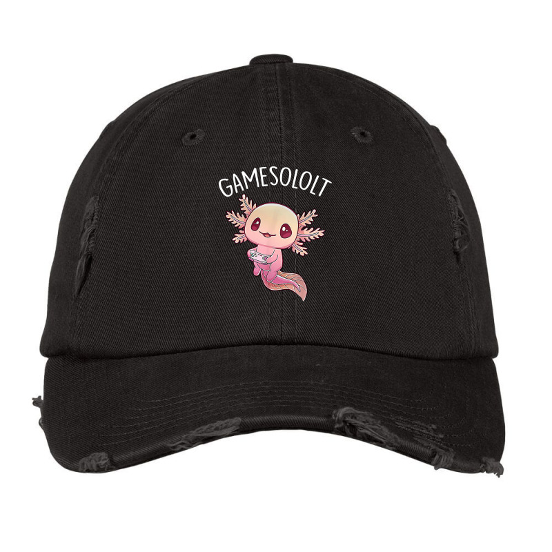 Axolotl Gamesolotl Gamer Axolotl Playing Video Games Boys Girls 468 Vintage Cap by peafowl | Artistshot