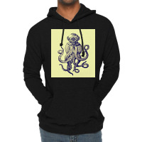 Vintage Diver Octopus Art Lightweight Hoodie | Artistshot