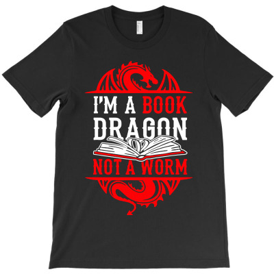 I'm A Book Dragon Not A Worm Book Lover T-shirt Designed By Phyllis R Jones